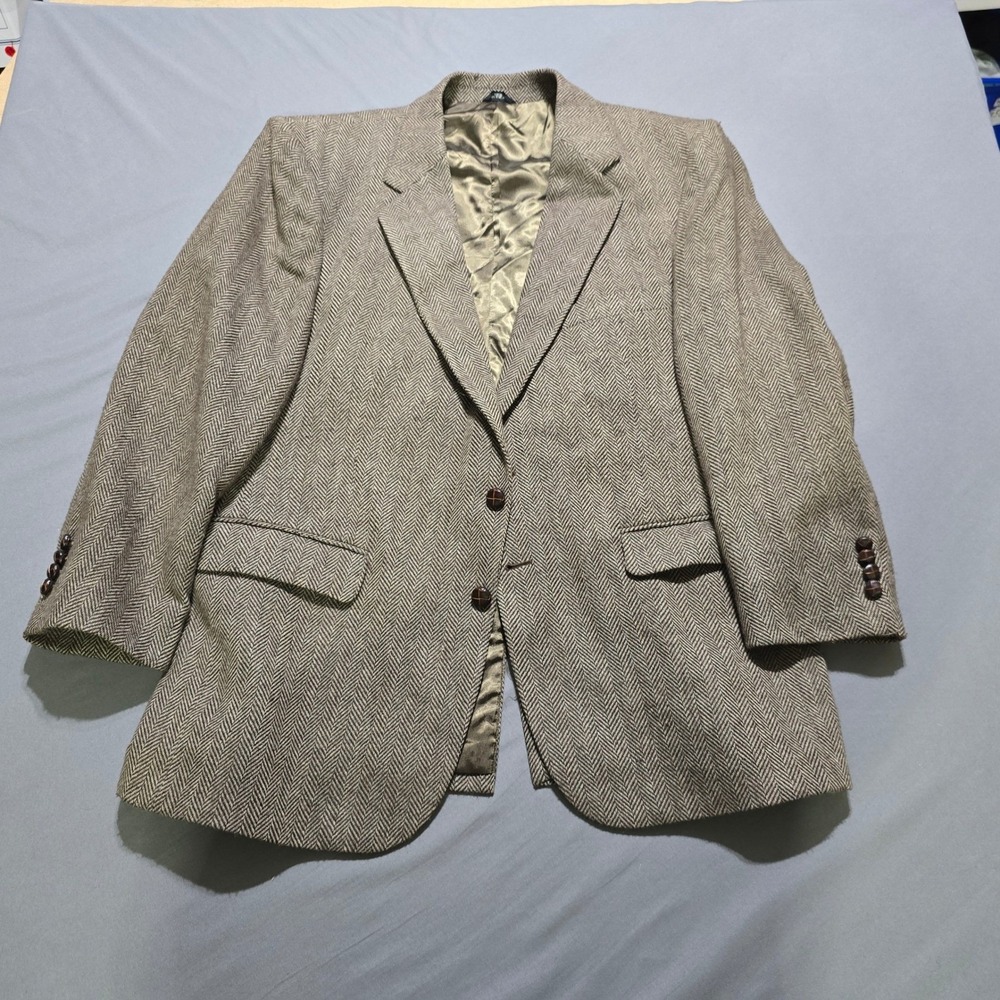 Joe Namath‎ Signature Collection Blazer 48R Brown Herringbone Wool Blend Jacket